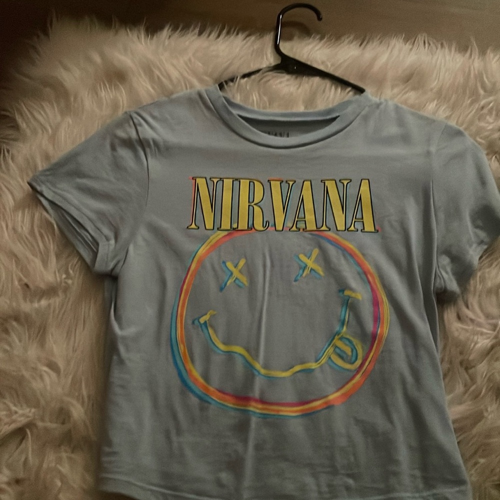 Light blue nirvana crop top